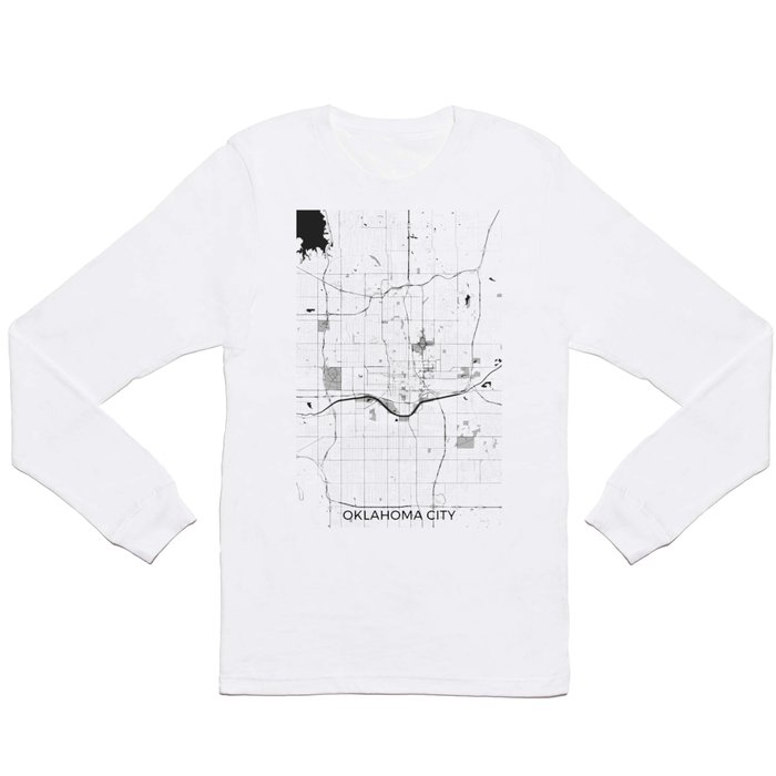 Oklahoma City Map Gray Long Sleeve T Shirt
