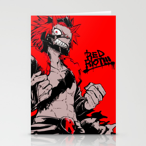 Red Riot Kirishima Eijiro My Hero Academia Stationery Cards By Mangasekai Society6