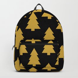 Christmas Tree Pattern in Black and Gold Backpack | Christmas, Velour, Eve, Black, Seasonal, Season, Chic, Festive, Merry, Gifts 