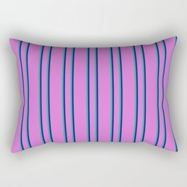 [ Thumbnail: Orchid, Midnight Blue, and Light Sea Green Colored Striped Pattern Rectangular Pillow ]