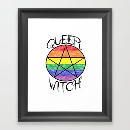 Queer Witch Rainbow Pentacle Framed Art Print