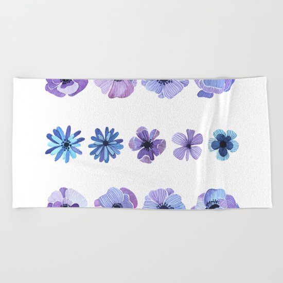 Purple flower Beach Towel