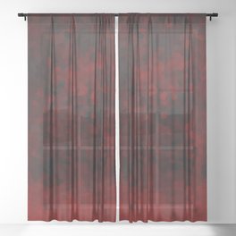 Goth Midnight Black and Red Geometric Abstract Sheer Curtain