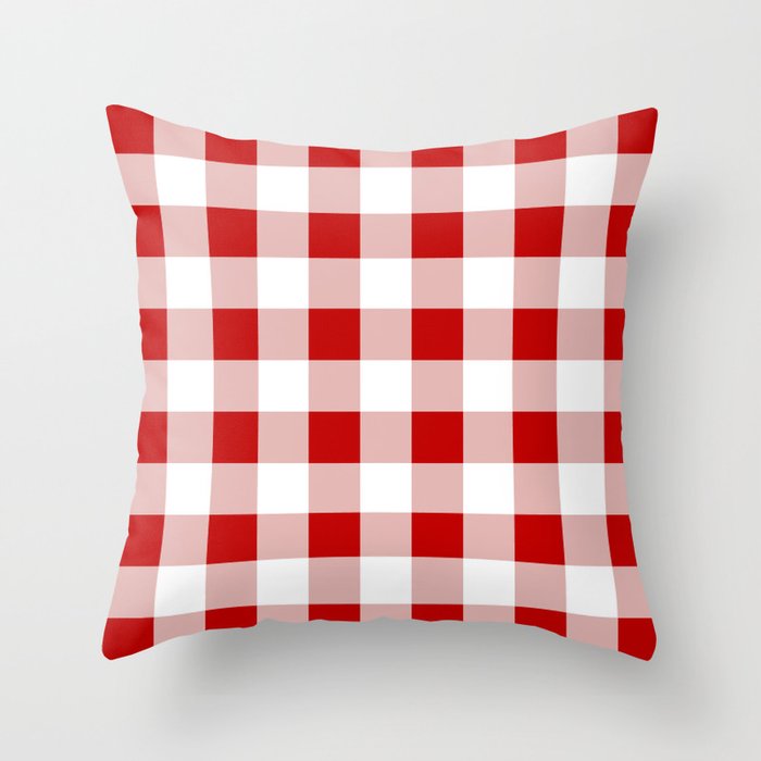 Red and White Check Throw Pillow