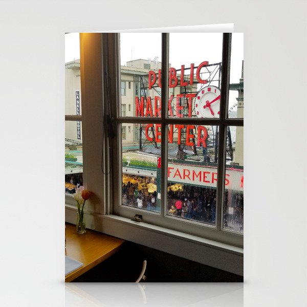 Dinner View of Pike Place Market Stationery Cards