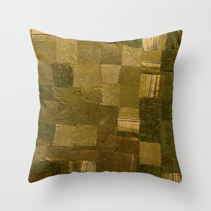Worn Upholstery Patchwork Throw Pillow