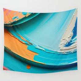 Summer Impasto - turquoise teal orange art and home decor Wall Tapestry