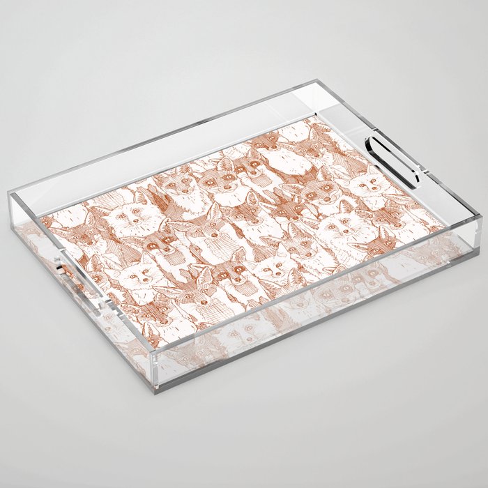 just foxes rust soft white Acrylic Tray