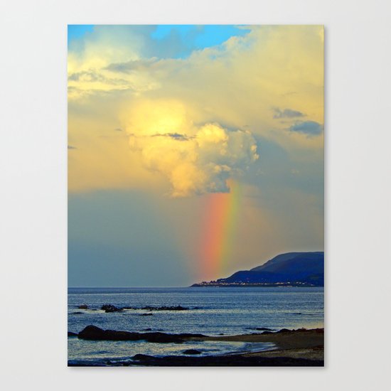 Rainbow on the Coastal Town Canvas Print