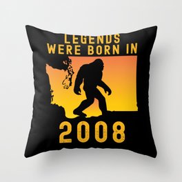 Legends Were Born In 2008 Retro Bigfoot Throw Pillow | Grandpa, Graphicdesign, Birthday Gift, Brother, Sunglasses, Vintage, 80S, Best Of, Gift Idea, Born In 2008 