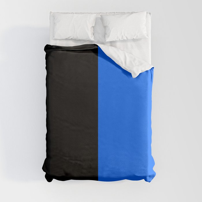 Black Bright Blue Color Block Duvet Cover