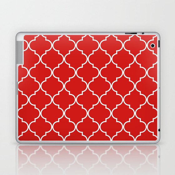 Red Quatrefoil Pattern in Candy red and white. Laptop & iPad Skin