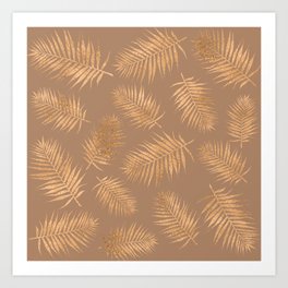 Copper Palm Leaf Pattern 01 Art Print