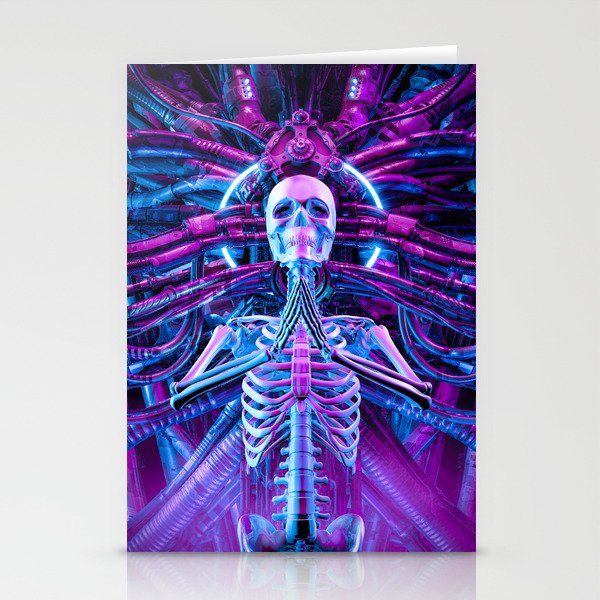Gothic Harmony Science Fiction Cyberpunk Skeleton Meditation Stationery Cards
