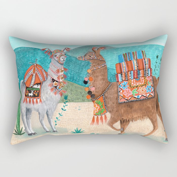 Cute llamas California sierra nevada desert Rectangular Pillow