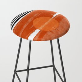 The Sun Shines On 3 - Contemporary Abstract Painting in Orange, Black and White Bar Stool