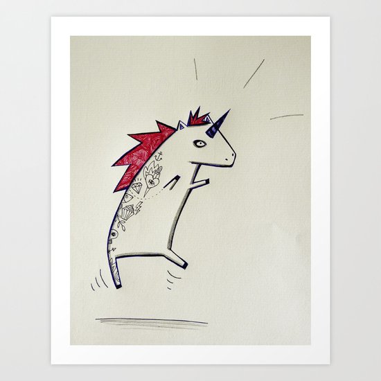 Punk Rock Unicorn ! Art Print