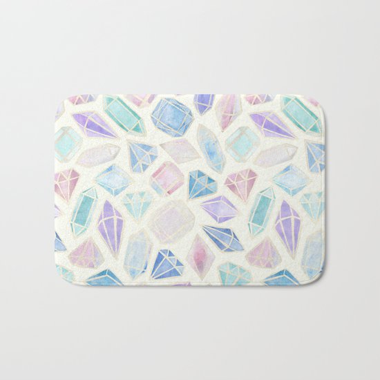 Pastel Watercolor Gems Bath Mat