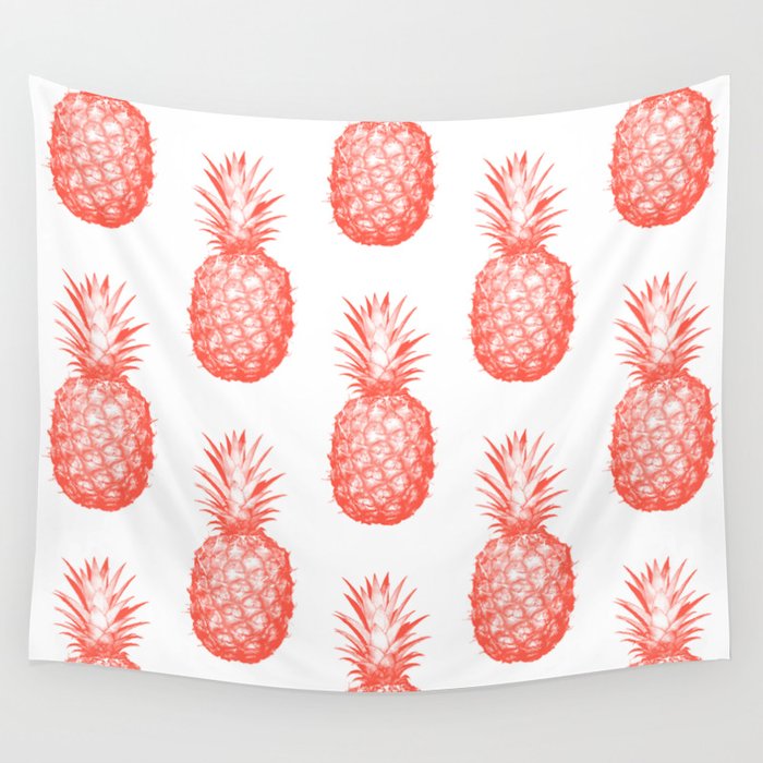 Coral Pineapple Wall Tapestry