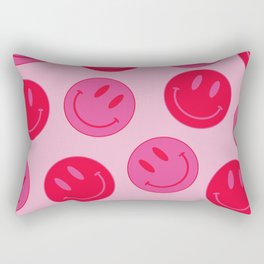 Large Pink and Red Vsco Smiley Face Pattern - Preppy Aesthetic Rectangular Pillow