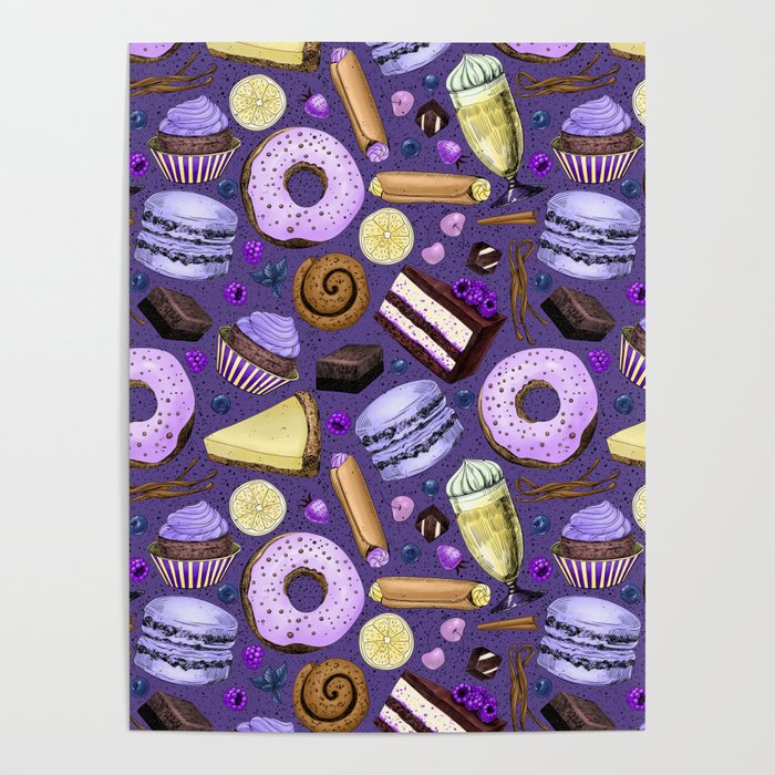 Sweet treats in pink-violet Poster
