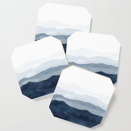 Indigo Abstract Watercolor Mountains Coaster