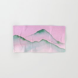 Green Top Mountain Range With Pink Sky Hand & Bath Towel