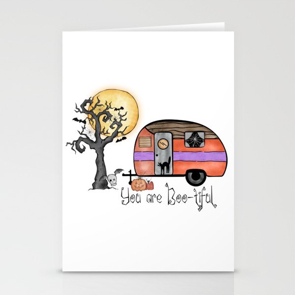 You are bootiful Halloween Camper quote Stationery Cards