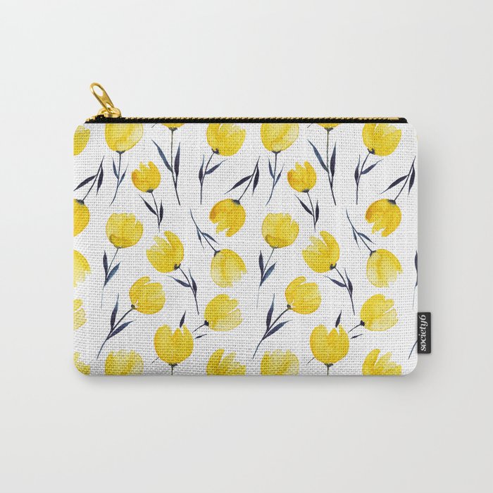 Yellow Tulips | Watercolour Pattern Carry-All Pouch