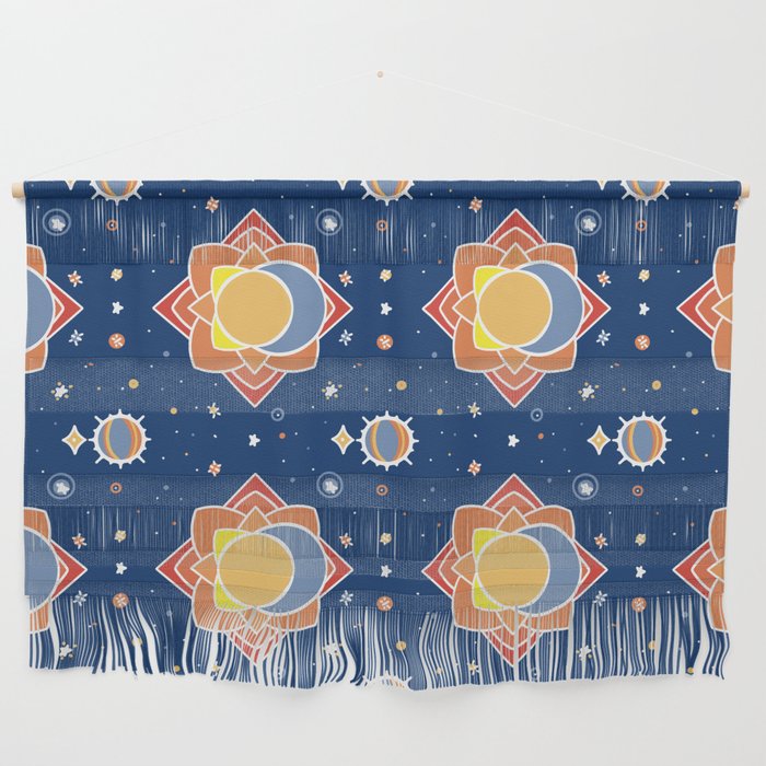 Sun Moon and Stars Mandala Print Wall Hanging