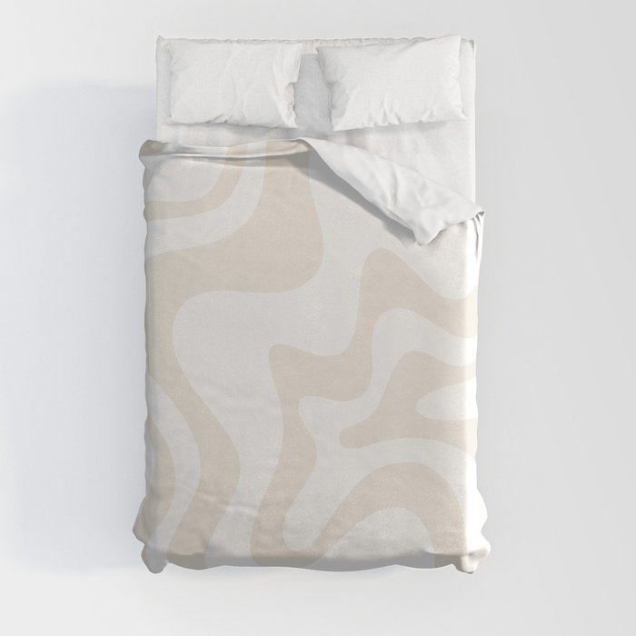 Liquid Swirl Abstract Pattern in Pale Beige and White Duvet Cover