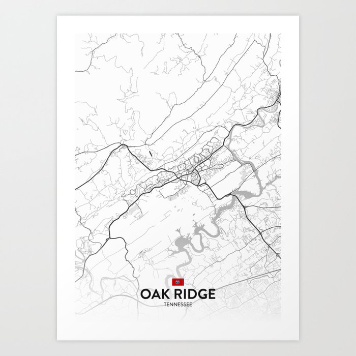 Oak Ridge, Tennessee, United States - Light City Map Art Print