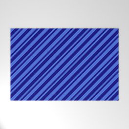 [ Thumbnail: Royal Blue & Blue Colored Lined/Striped Pattern Welcome Mat ]