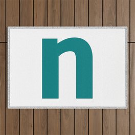 letter N (Teal & White) Outdoor Rug