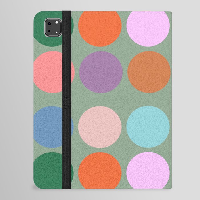 Modern Polk Dots Muted Pastel Geometric Circles Pink And Green Cool Colorful Pattern iPad Folio Case