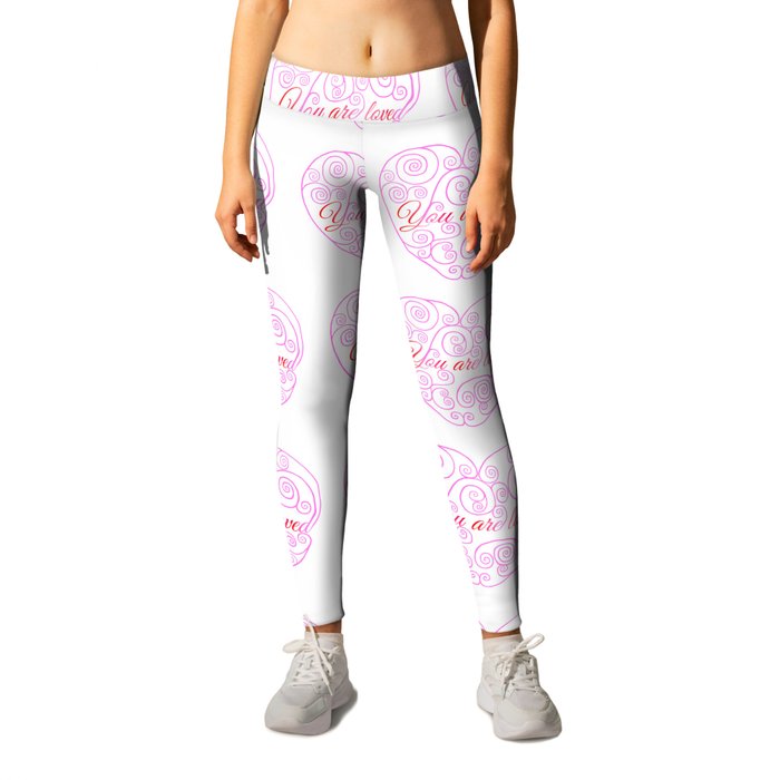 You are Loved Pink Heart  Leggings