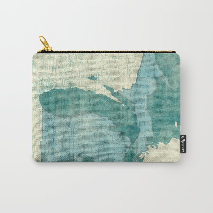 Michigan State Map Blue Vintage Carry-All Pouch