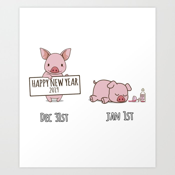 Happy New Year 2019 Funny Year Of The Pig Shirt Nye T Shirt Art
