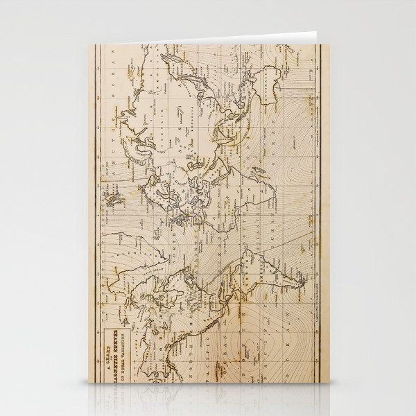 World Map 1844 Stationery Cards