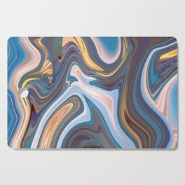 Abstract Classic Blue Coral Violet Yellow Liquid Marble Pattern Cutting Board