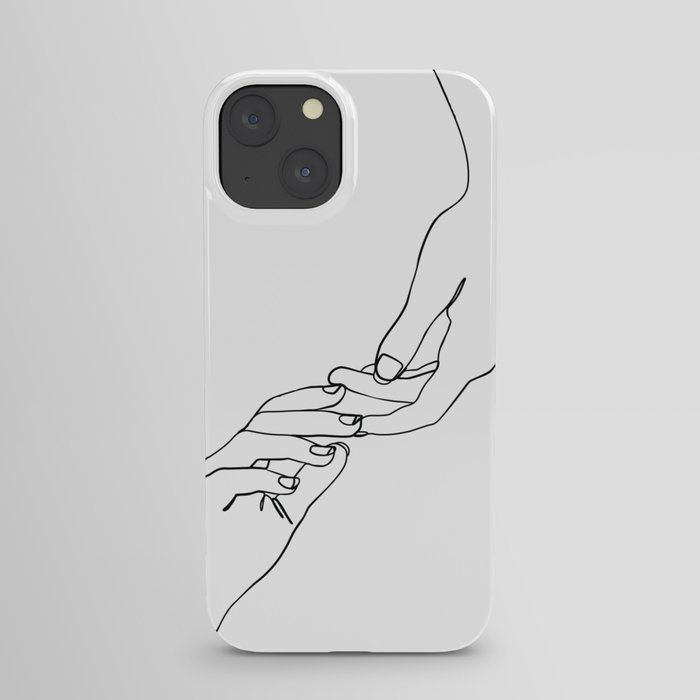 Lovers holding hands, minimal line art drawing iPhone Case