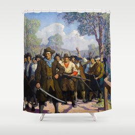 Independence Day, At Concord Bridge, 1921 by Newell Convers Wyeth Shower Curtain