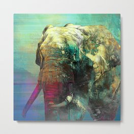 Abstract Grunge Elephant Digital art Metal Print