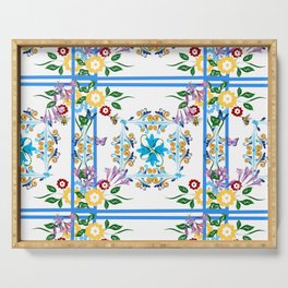 Italian,Sicilian art,majolica,tiles,Flowers Serving Tray