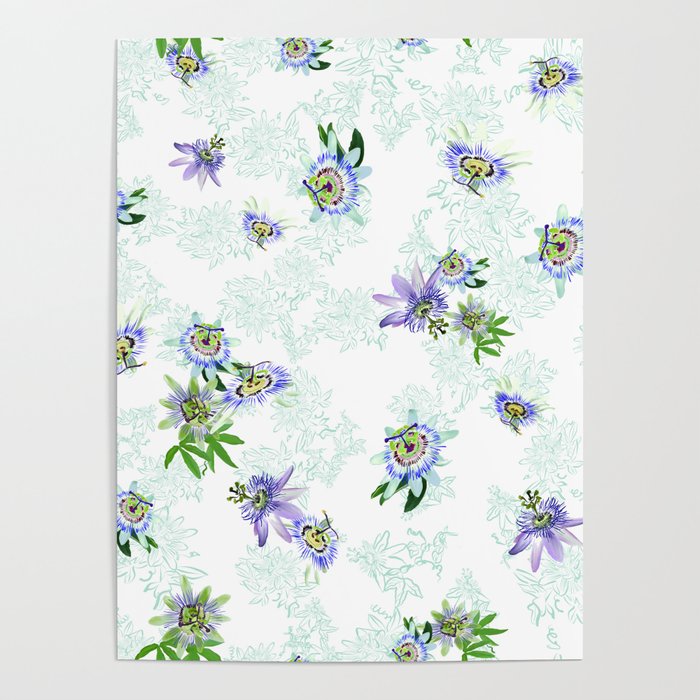 Passionflower mist on white Poster