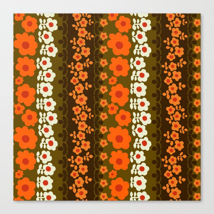 Retro Floral Tapestry Canvas Print
