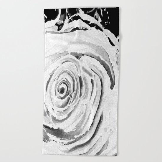Roses For A Romantic Heart, Black and White Beach Towel