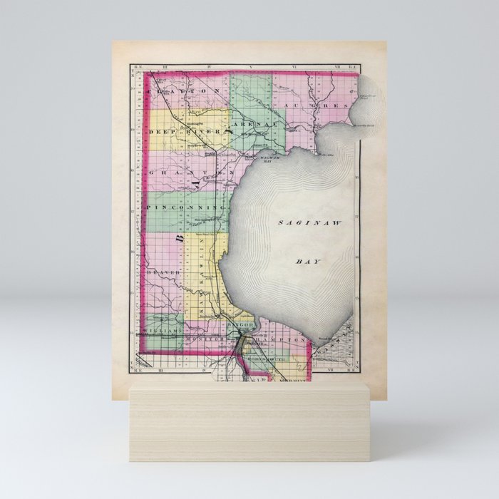 Bay County Michigan Map Mini Art Print
