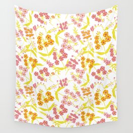 Cottage Garden Florals - White Wall Tapestry