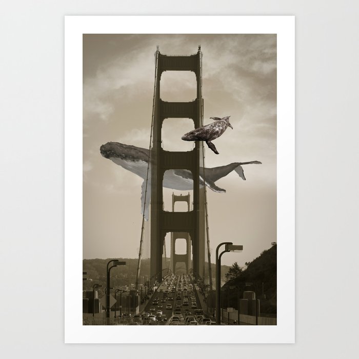 Whale Watching from the Golden Gate Bridge Art Print